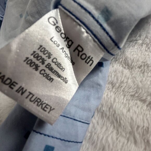 Georg Roth Los Angeles Mens XL Long Sleeve Button-Down Shirt Blue Square Print - Picture 6 of 10